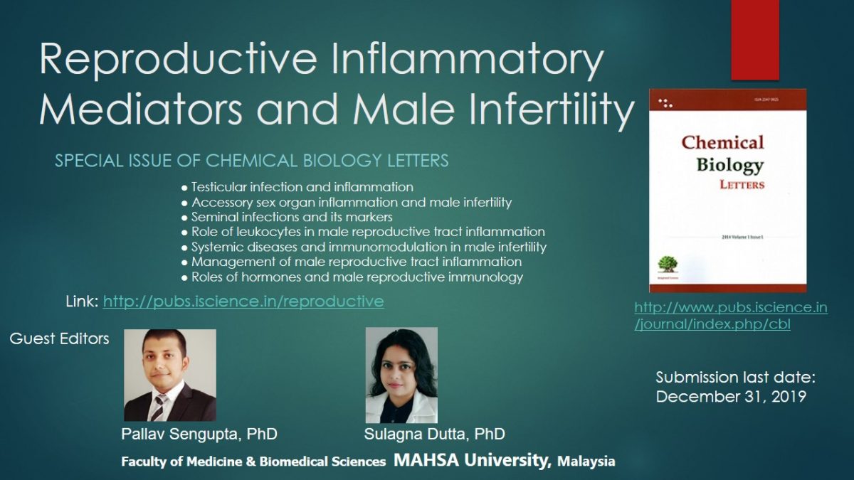 Reproductive Inflammatory Mediators and Male Infertility – Special issue Chemical Biology Letters